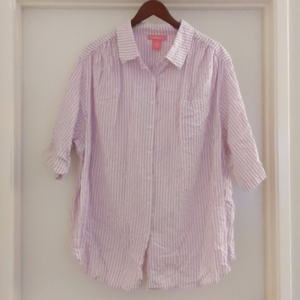 ♻️DONATED♻️ 2x Lavender Striped Shirt